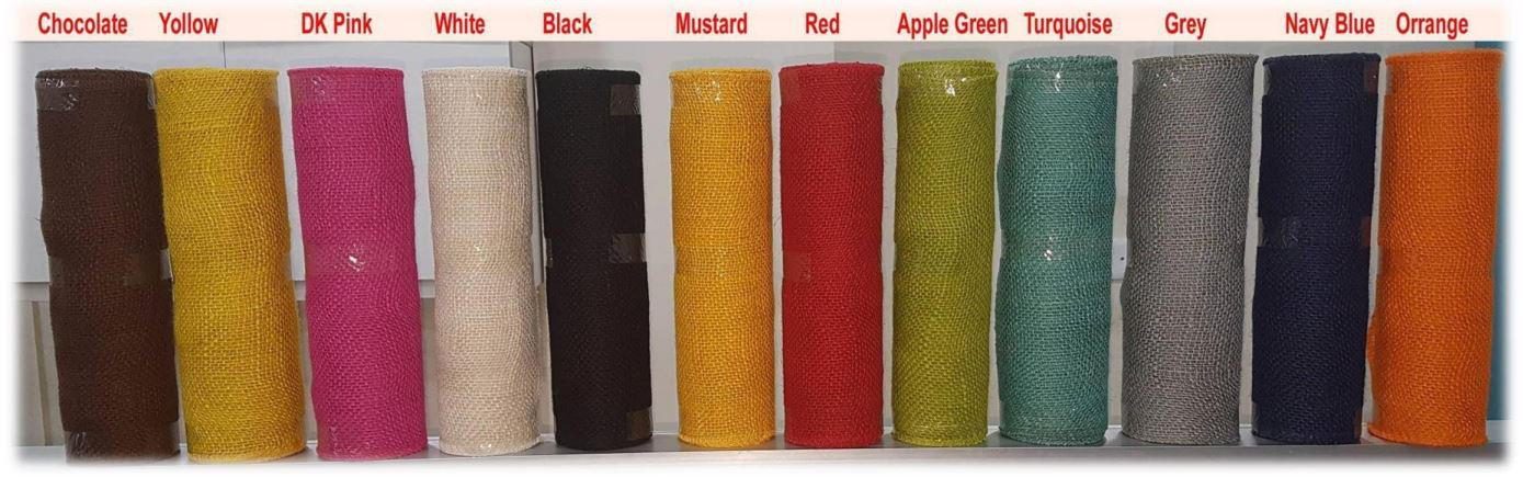 Jute fabric rolls in twelve colours
