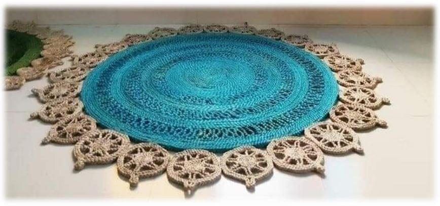 Handmade round jute floor mat
